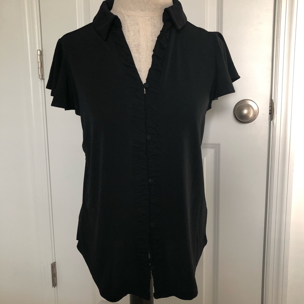 Adrianna Papel Black Flutter Sleeve Blouse